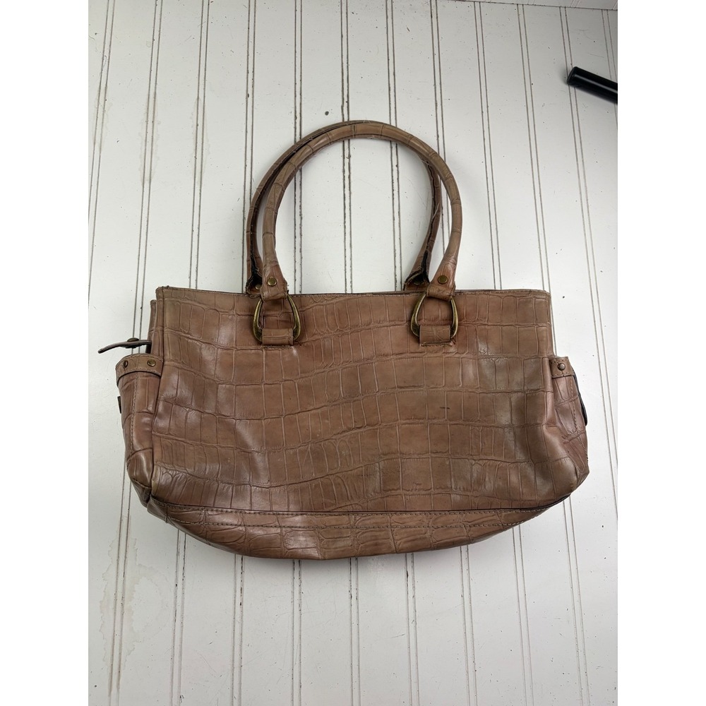 Nine West Vintage Y2K Taupe Croc Embossed Studded Shoulder Bag - Picture 10 of 12